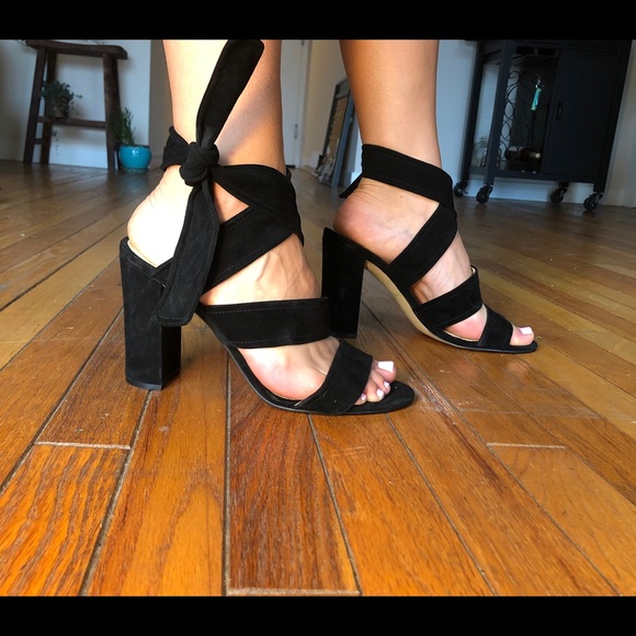 Wrap-up black suede heel sz 9 - Picture 7 of 7